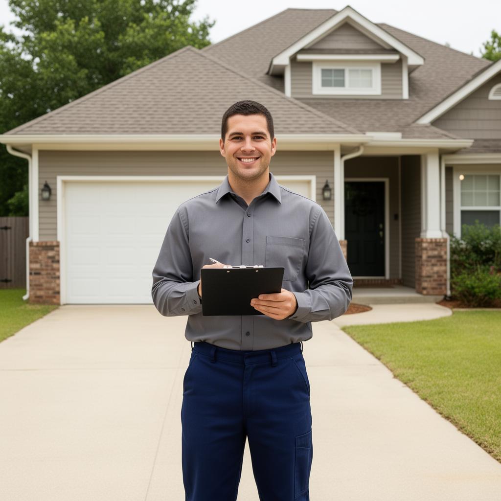 Friendly HVAC technician greeting a homeowner outside their Rock Hill home